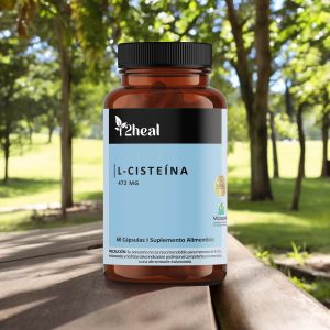 Botella con suplementos en pastillas de L-cisteína